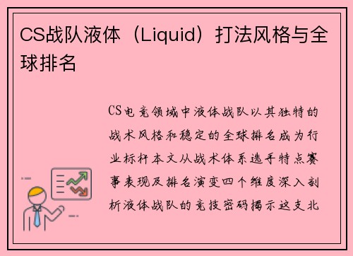CS战队液体（Liquid）打法风格与全球排名